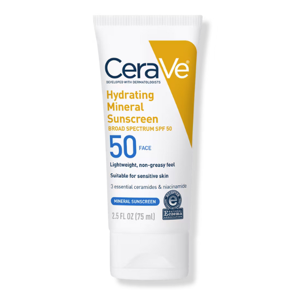 CeraVe - Hydrating Mineral Sunscreen Lotion for Face SPF 50 for All Skin Types